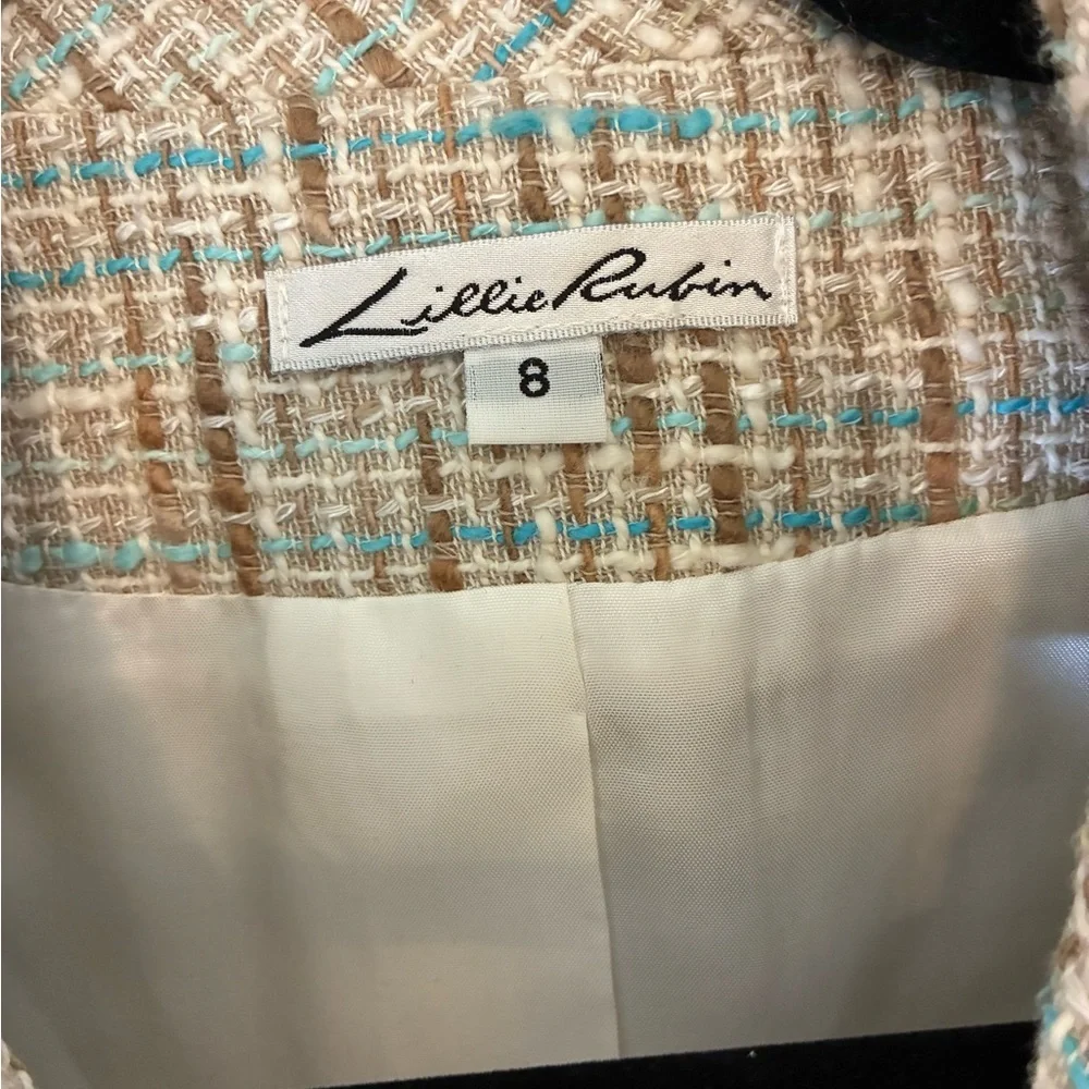 Vintage Lillie Rubin Tweed & Leather Blazer 8